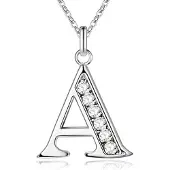 LGT JWLS Zilverkleurige Letter A Dames Ketting met Zirkonia