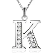 LGT JWLS Zilverkleurige Letter K Dames Ketting met Zirkonia