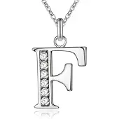 LGT JWLS Zilverkleurige Letter F Dames Ketting met Zirkonia
