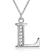 LGT JWLS Zilverkleurige Letter L Dames Ketting met Zirkonia
