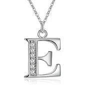 LGT JWLS Zilverkleurige Letter E Dames Ketting met Zirkonia