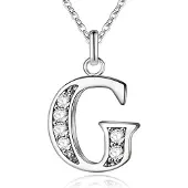 LGT JWLS Zilverkleurige Letter G Dames Ketting met Zirkonia