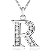 LGT JWLS Zilverkleurige Letter R Dames Ketting met Zirkonia