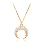 LGT JWLS Goudkleurige Edelstaal Dames Ketting met Maan Zirkonia Hanger