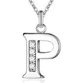 LGT JWLS Zilverkleurige Letter P Dames Ketting met Zirkonia