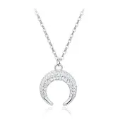 LGT JWLS Zilverkleurige Edelstaal Dames Ketting met Maan Zirkonia Hanger