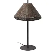 Faro Saigon terraslamp, bruine rieten kap, bruin / roest, Aluminium, Modern
