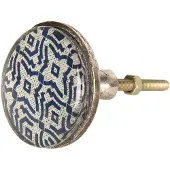 Clayre & Eef Deurknop Ø 5 cm Blauw Ijzer Rond Meubelknop Kastknop Blauw Meubelknop Kastknop