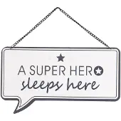 Clayre & Eef Tekstbord 24x14 cm Wit Metaal Rechthoek Seper Hero Wandbord Wit Wandbord