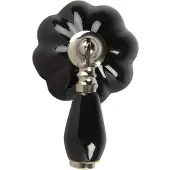 Clayre & Eef Deurknop 4x8x6 Cm Zwart Keramiek Rond Meubelknop Kastknop Zwart Meubelknop Kastknop