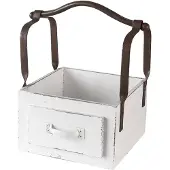 Clayre & Eef Witte Mand van hout 24*19*28 cm 6H1915W