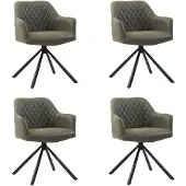 Bronx71 Industriële eetkamerstoel Dex olijfgroen eco-leer - Eetkamerstoelen set van 4.