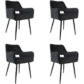Bronx71 Velvet eetkamerstoel Mika antraciet - Eetkamerstoelen set van 4.