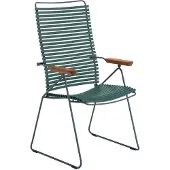 Houe CLICK Eetstoel met verstelbare rugleuning/bamboe armleuning stalen frame 2 stuks