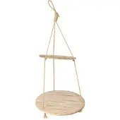 Clayre & Eef Plantenhanger Ø 56x110 cm Bruin Hout Rond Hangpot Bruin Hangpot
