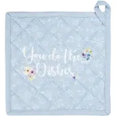 Clayre & Eef Pannenlap 20x20 cm Blauw Wit Katoen Vierkant Bloemen Afgiet Pannenlap Blauw Afgiet Pannenlap