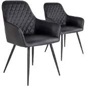 House Nordic Harbo Eetkamerstoel Vegan Leer Zwart - Set van 2