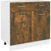 vidaXL Onderkast met lade Lyon 80x46x81,5cm bewerkt hout gerookt eiken