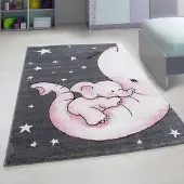Muratap Kids olifant vloerkleed kinderkamer roze / laagpolig- 80x150