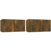 vidaXL Tv-meubelset 2 pcs Bruin Bewerkt hout