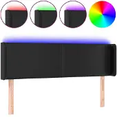 vidaXL Hoofdbord LED 147x16x78/88 cm kunstleer zwart