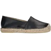 Manfield Zwarte leren espadrilles | Maat 36