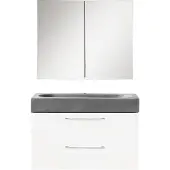Differnz Somero badmeubelset 60cm spiegelkast hoogglans wit beton