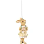 Clayre & Eef Hanger Konijn 11 cm Geel Bruin Kunststof Paashanger Geel Paashanger
