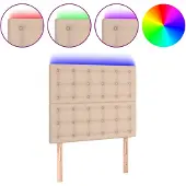 vidaXL Hoofdbord LED 100x5x118/128 cm kunstleer cappuccinokleurig
