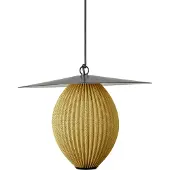 Gubi buiten hanglamp Satellite, 45x27 cm, zwart/mosterdgoud Satellite, messing / goud, Aluminium, Design