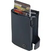 Tony Perotti Leren Furbo RFID Pasjeshouder met papier- en kleingeldvak, Staalblauw