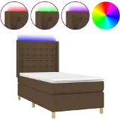 vidaXL Boxspring met matras en LED stof donkerbruin 80x200 cm