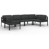 vidaXL 6-delige loungeset voor de tuin met kussens, aluminium, antraciet