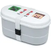 VProDeti Bento Box Minecraft brooddoos met Vork + Lepel - Wit