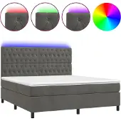 vidaXL Boxspring met matras en LED fluweel donkergrijs 160x200 cm