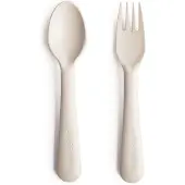 Mushie Kinderbestek Set Lepel en Vork Ivory 1 set