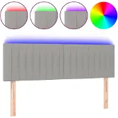vidaXL Hoofdbord LED 144x5x78/88 cm stof lichtgrijs
