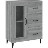 vidaXL Dressoir 69,5x34x90 cm bewerkt hout grijs sonoma eikenkleurig