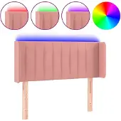 vidaXL Hoofdbord LED 93x16x78/88 cm fluweel roze