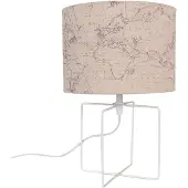 Clayre & Eef Tafel lamp, diameter 22 cm, hoogte 34 cm, beige, wit, ijzer