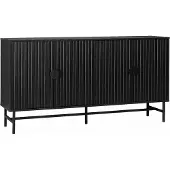 Sweeek Dressoir met 4 deuren gegroefd houteffect 157,5cm Zwart