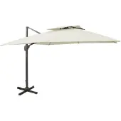 vidaXL Zwevende parasol met dubbele bovenkant 300x300 cm zandkleur