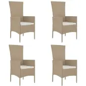vidaXL Tuinstoelen 4 st met kussens poly rattan beige