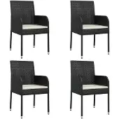 vidaXL Tuinstoelen 4 st met kussens poly rattan zwart