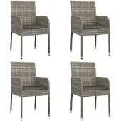 vidaXL Tuinstoelen 4 st met kussens poly rattan grijs