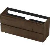 Ink Onderkast 120x40cm - Greeploos - 2 Lades - Fineer Chocolate - Badkamermeubels, Wastafelonderkasten - 8718835103712