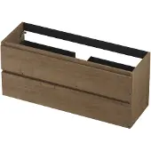 Ink Onderkast 120x40cm - Greeploos - 2 Lades - Fineer Ash Grey - Badkamermeubels, Wastafelonderkasten - 8718835103705