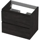 Ink Onderkast 60x40cm - Greeploos - 2 Lades - Houtskool Eiken - Badkamermeubels, Wastafelonderkasten - 8718835043506