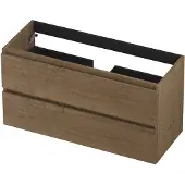 Ink Onderkast 100x40cm - Greeploos - 2 Lades - Fineer Ash Grey - Badkamermeubels, Wastafelonderkasten - 8718835103668