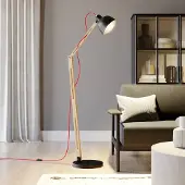 Lamkur Vloerlamp Skansen, hout licht, Woon-/ Eetkamer, Hout, Industrieel design, vloerlamp hout